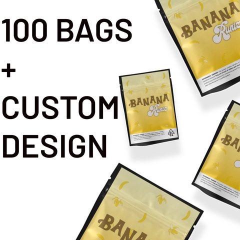 Custom Design + 100 Custom Mylar Bags